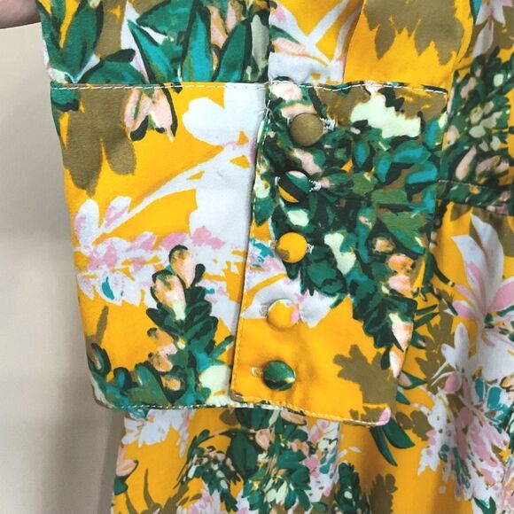 JESSICA SIMPSON Shiloh Satin Dress Yellow Floral Print Golden Rod Sz 2X NWT - Picture 6 of 11